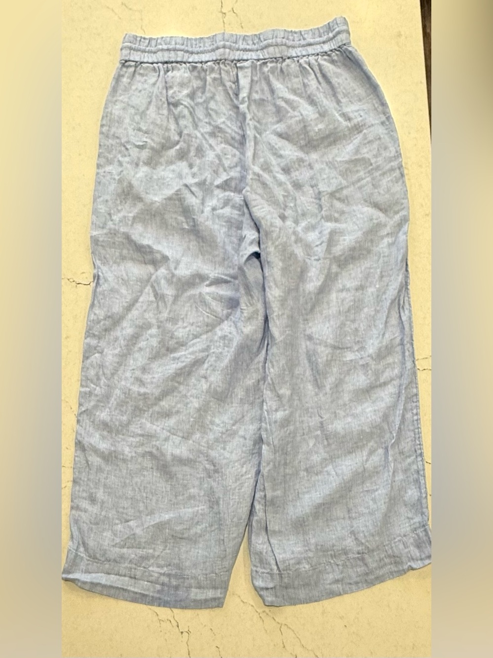 J.Crew Wide-Leg Linen Drawstring Pants Light Blue Chambray Regular L Cropped - Picture 2 of 6